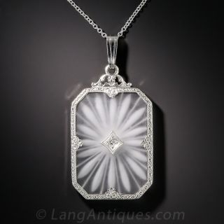 Rectangular Carved Quartz Pendant