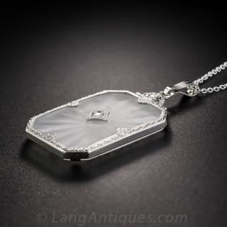 Rectangular Carved Quartz Pendant