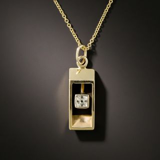 Old Mine Cut Diamond Rectangular Pendant - 2