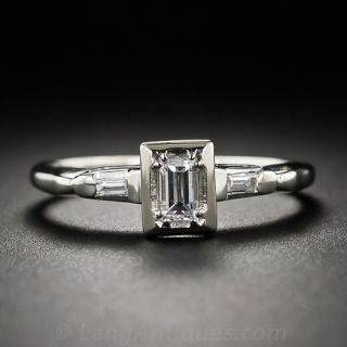 Rectangular Illusion Diamond Vintage Engagement Ring 
