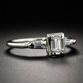 Rectangular Illusion Diamond Vintage Engagement Ring 