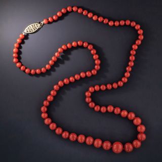 Red Coral Graduating Bead Strand - 3