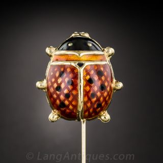 Red Enamel Ladybug Stick Pin