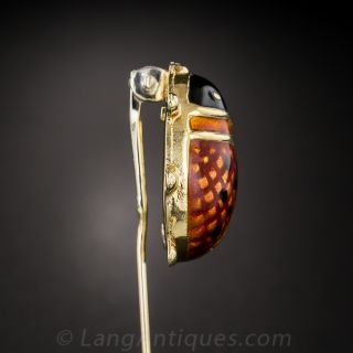 Red Enamel Ladybug Stick Pin