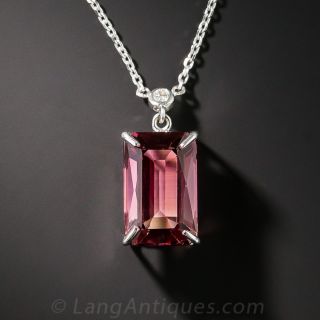 Red Tourmaline and Diamond Necklace