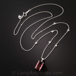 Red Tourmaline and Diamond Necklace