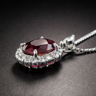 Red Tourmaline and Diamond Pendant 