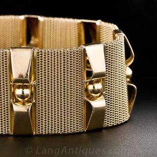 Retro 18k Wide Gold Bracelet - 2