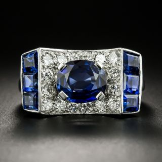 Retro 2.05 Carat No-Heat Sapphire and Diamond Ring - 2