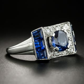 Retro 2.05 Carat No-Heat Sapphire and Diamond Ring