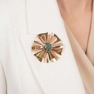 Retro 2.60 Carat Blue Diamond* Pinwheel Brooch by Eckfeldt and Ackley