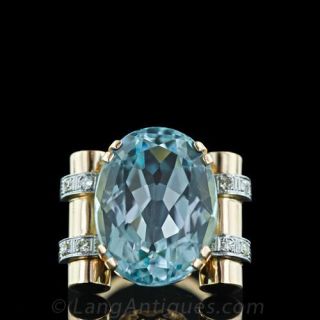 Retro 28.00 Carat Aquamarine Ring Main View