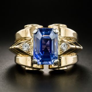 Retro 5.88 No-Heat Sapphire Diamond Ring - 2