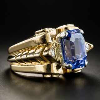 Retro 5.88 Carat No-Heat Sapphire Diamond Ring