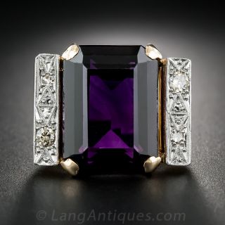 Retro Amethyst and Diamond Ring