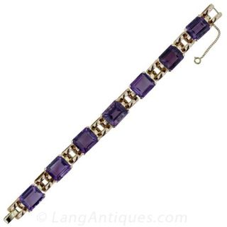 Retro Amethyst Rose Gold Bracelet