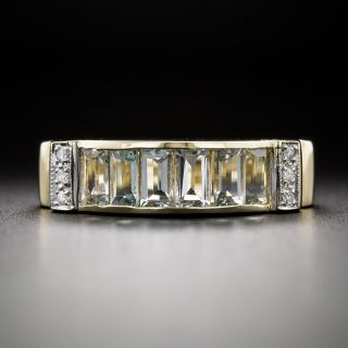 Retro Aquamarine and Diamond Band Ring - 3