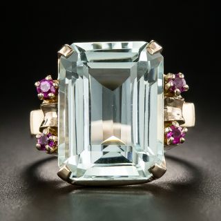 Retro Aquamarine and Ruby Ring by Acme - 2