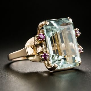 Retro Aquamarine and Ruby Ring by Acme