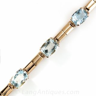 Retro Aquamarine Rose Gold Bracelet