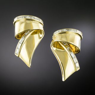 Retro Baguette Diamond Earrings - 3