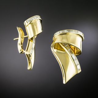 Retro Baguette Diamond Earrings