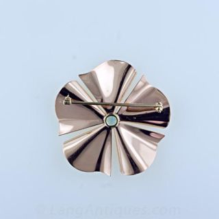 Retro Blue Zircon Flower Pin