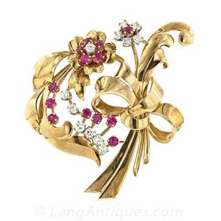 Retro Brooch and Earring Suite