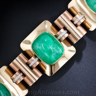 Retro Cabochon Emerald Bracelet