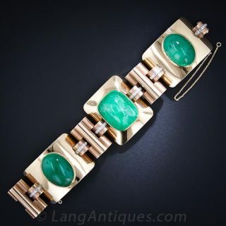 Retro Cabochon Emerald Bracelet