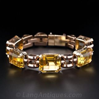 Retro Citrine and Rose Gold Bracelet