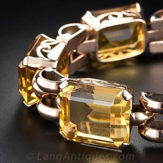 Retro Citrine and Rose Gold Bracelet