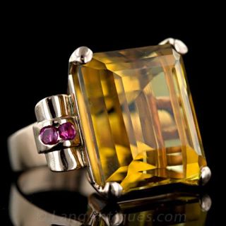 Retro Citrine and Ruby Retro Ring