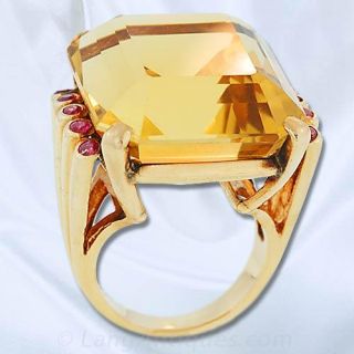 Retro Citrine and Ruby Ring