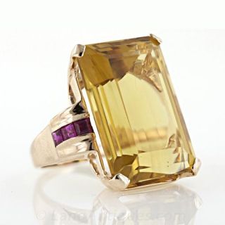 Retro Citrine and Ruby Ring