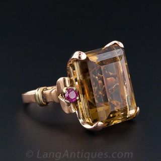 Retro Citrine and Ruby Ring