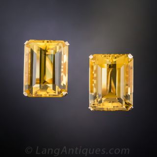 Retro Citrine Ear Clips