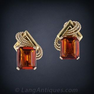 Retro Citrine Earclips