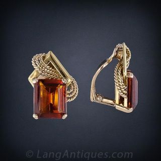 Retro Citrine Earclips
