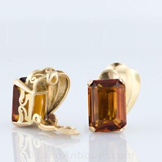 Retro Citrine 'Fan' Earrings