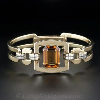 Midcentury Citrine Gold Bracelet
