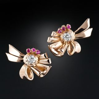 Retro Diamond and Ruby Earrings - 3