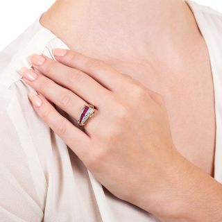 Retro Diamond And Ruby Ribbon Ring by J.& L. Hartzberg