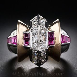 Retro Diamond and Ruby Ring