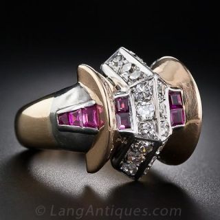 Retro Diamond and Ruby Ring