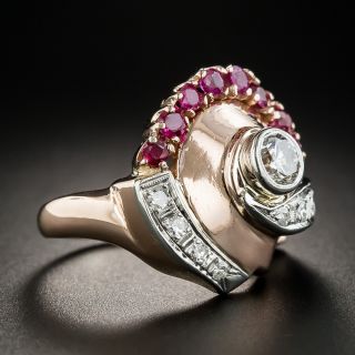 Retro Diamond and Ruby Ring