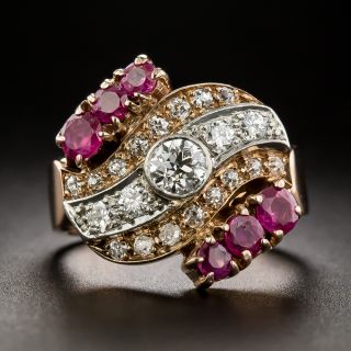 Retro Diamond and Ruby Ring - 3