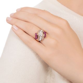 Retro Diamond and Ruby Ring