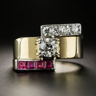 Retro Diamond and Ruby Ring - 2