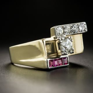Retro Diamond and Ruby Ring